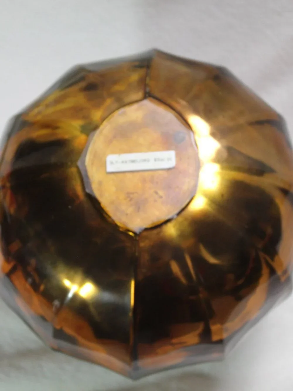 Decorative Faceted Amber Colored Collared Vase 10